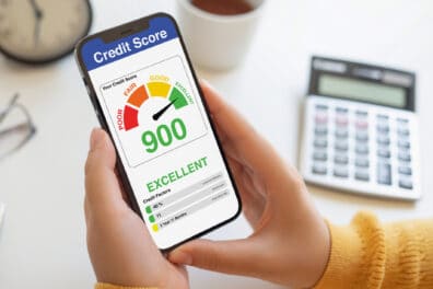 credit score showcased on mobile phone